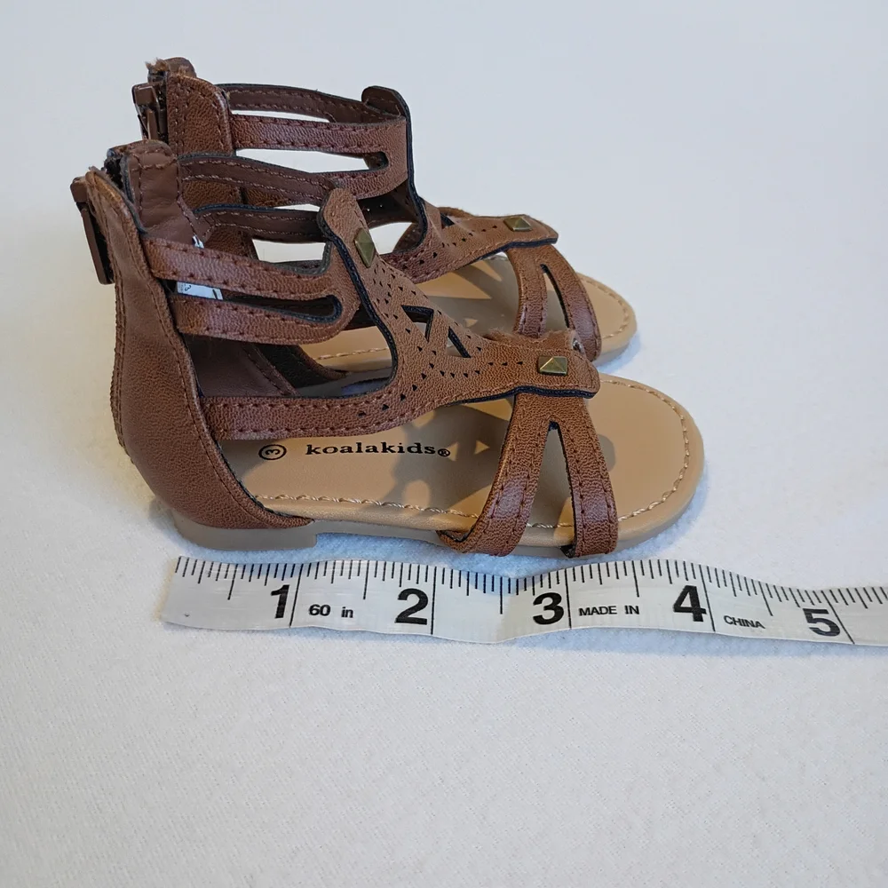 Koala Kids Size 3C Tan NeutralGladiator Boho Zipper Back Summer Sandals